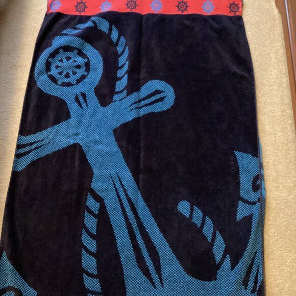Blue Blue Anchor Bath Time Towel 100% Egyptian Cotton Vacation Beach - Picture 2 of 5